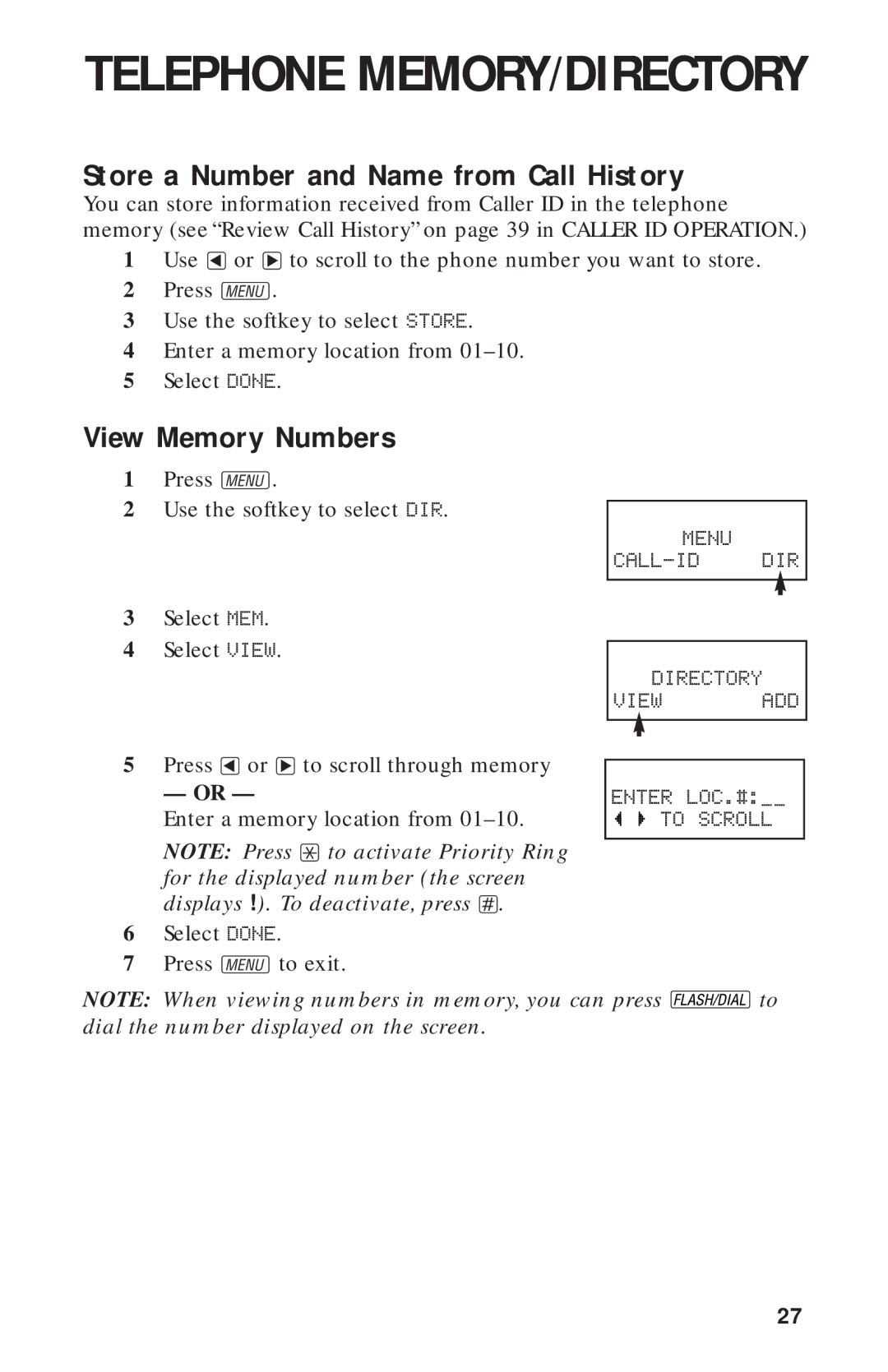 AT&T 900 MHz user manual Store a Number and Name from Call History, View Memory Numbers 