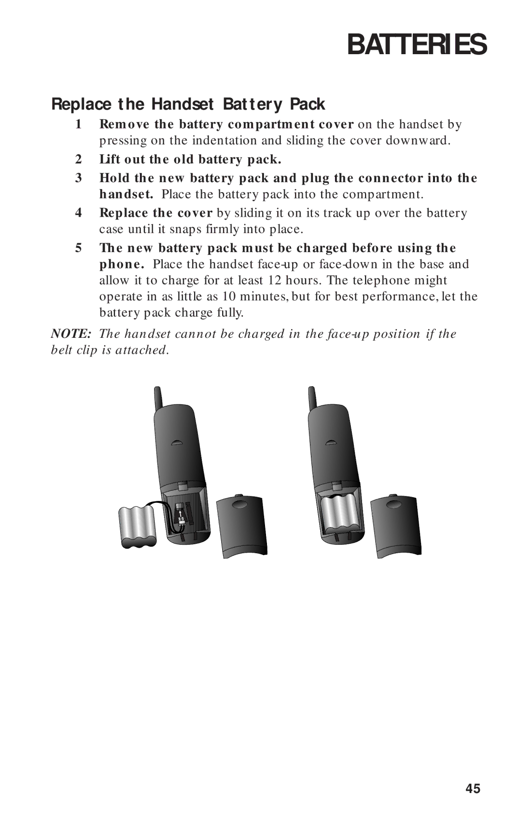 AT&T 900 MHz user manual Replace the Handset Battery Pack 