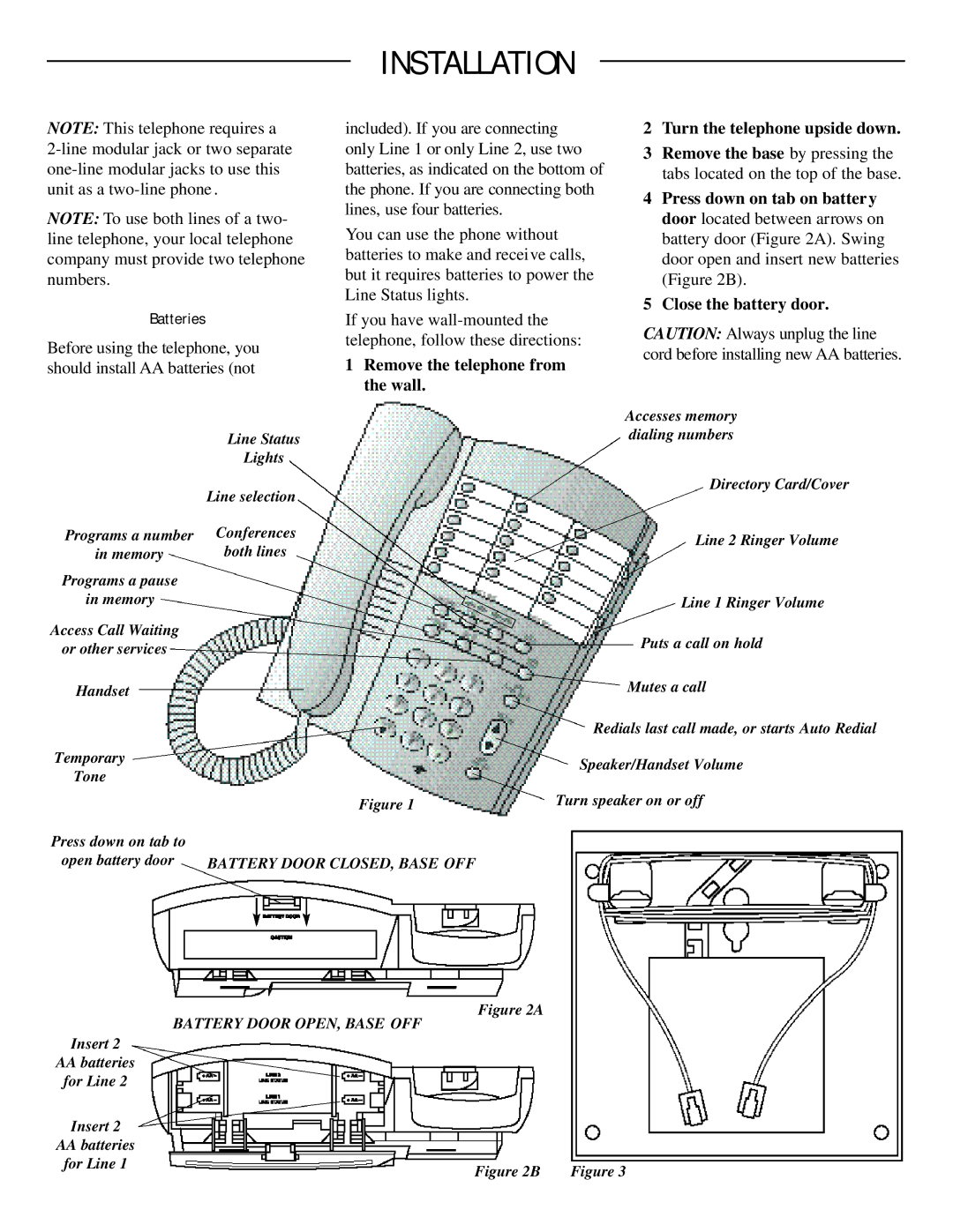 AT&T 902 user manual Installation, Batteries 