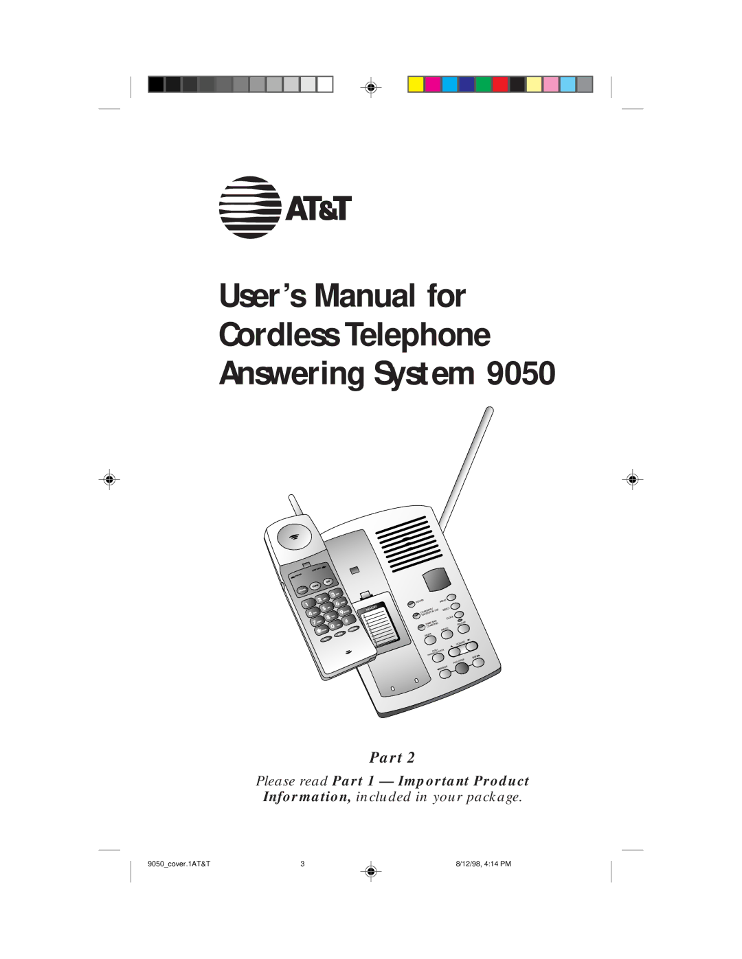 AT&T 9050 user manual User’s Manual for Cordless Telephone Answering System 