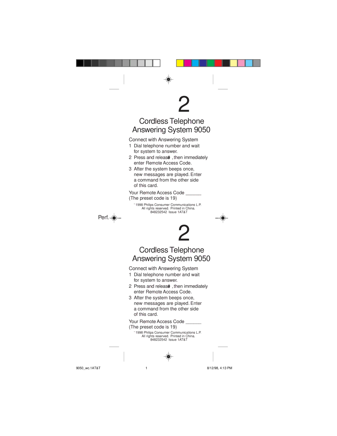 AT&T 9050 user manual Cordless Telephone Answering System, Connect with Answering System 