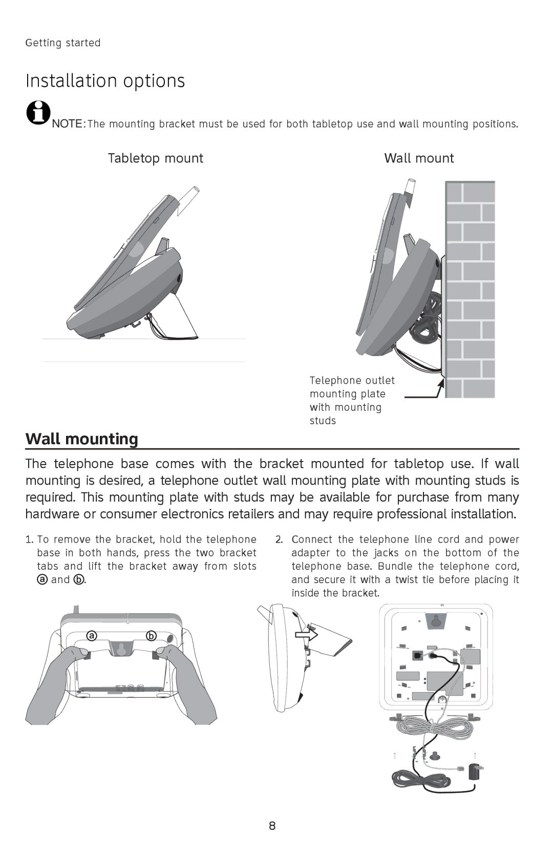 AT&T 91-001105-040-100 user manual Installation options, Wall mounting 