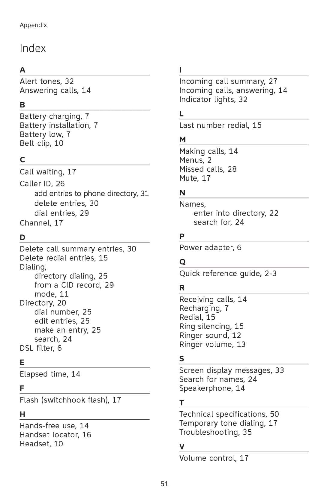 AT&T 91-001105-040-100 user manual Index 