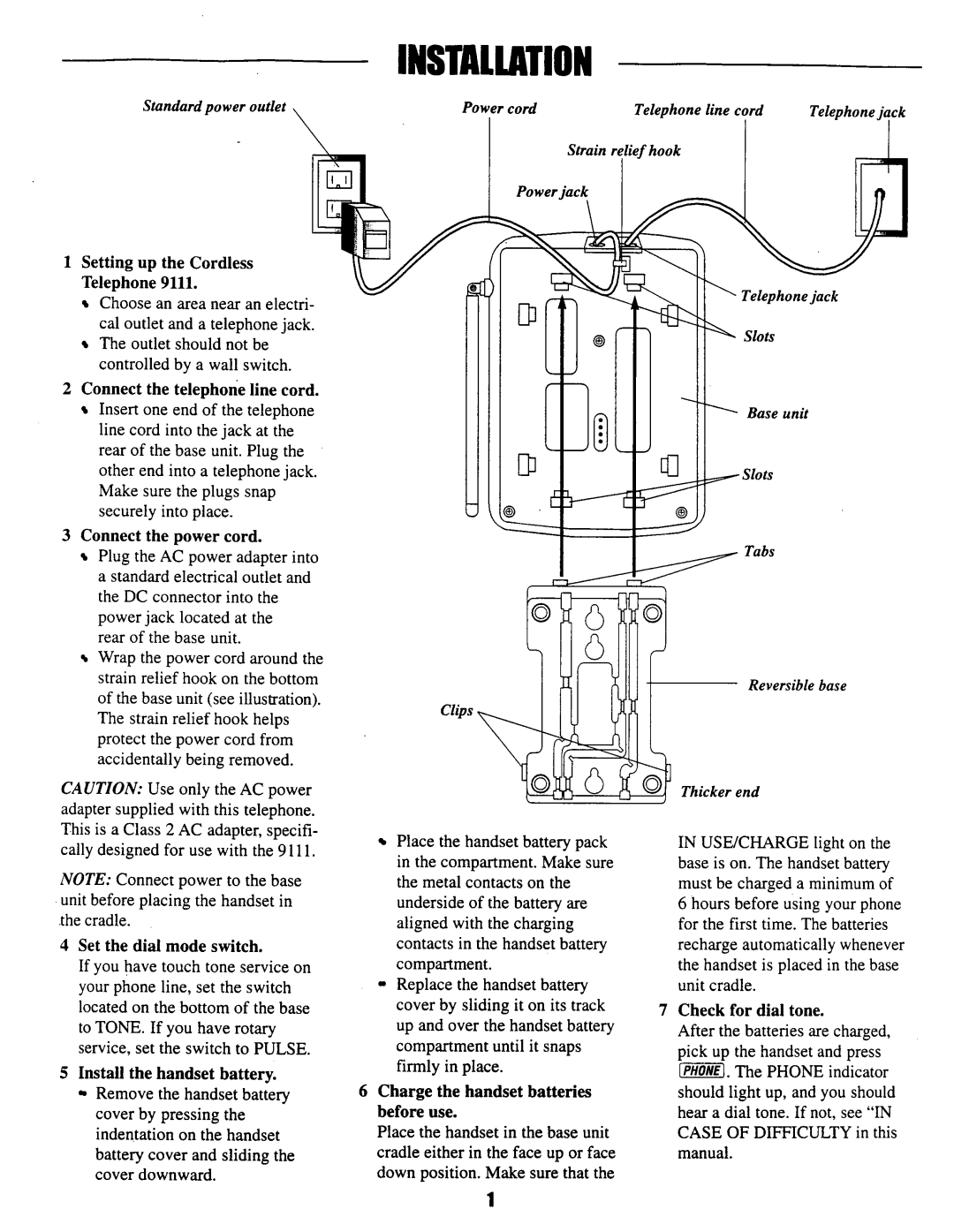 AT&T 9111 manual Installation 