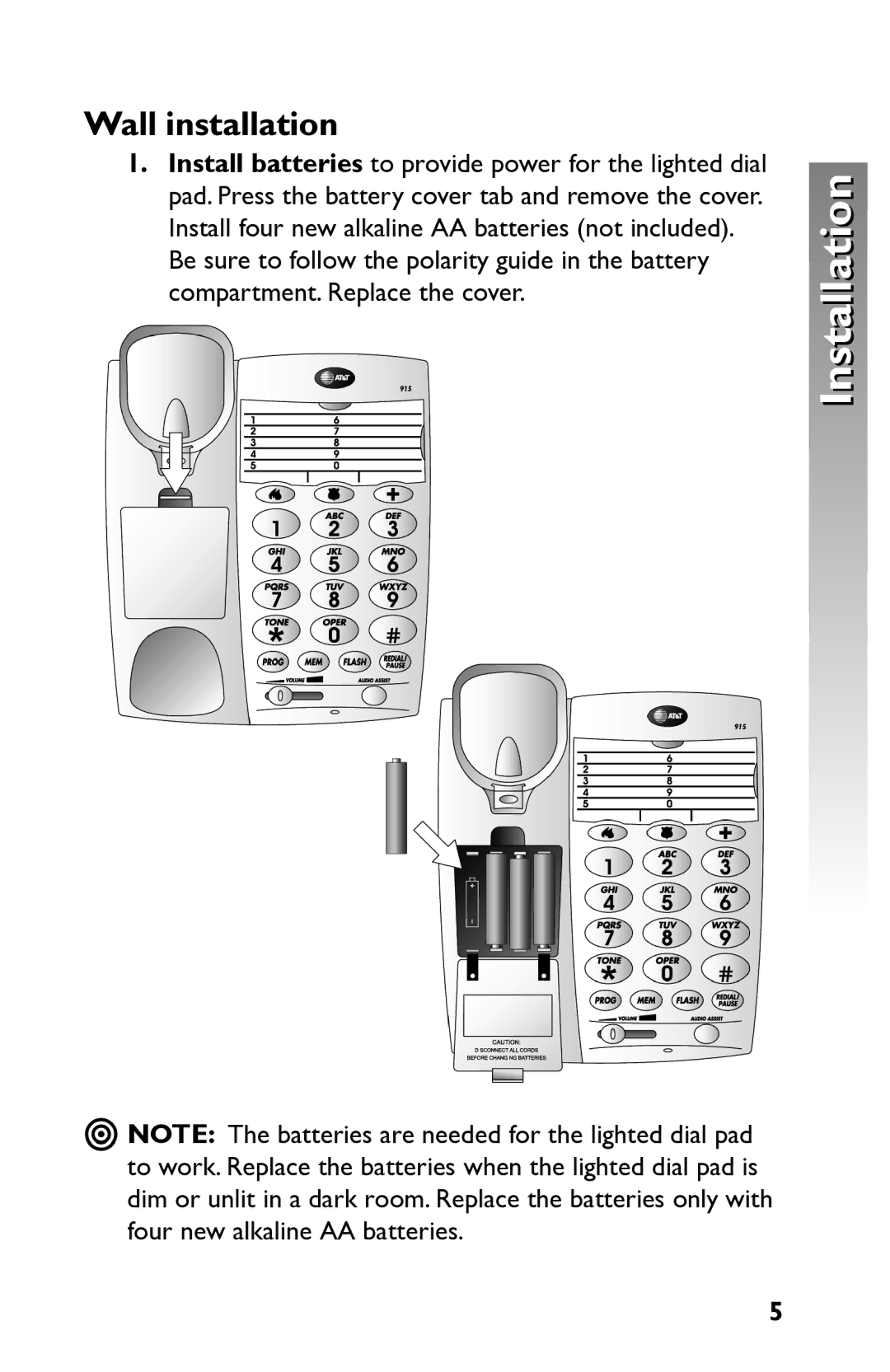 AT&T 915 user manual Wall installation 