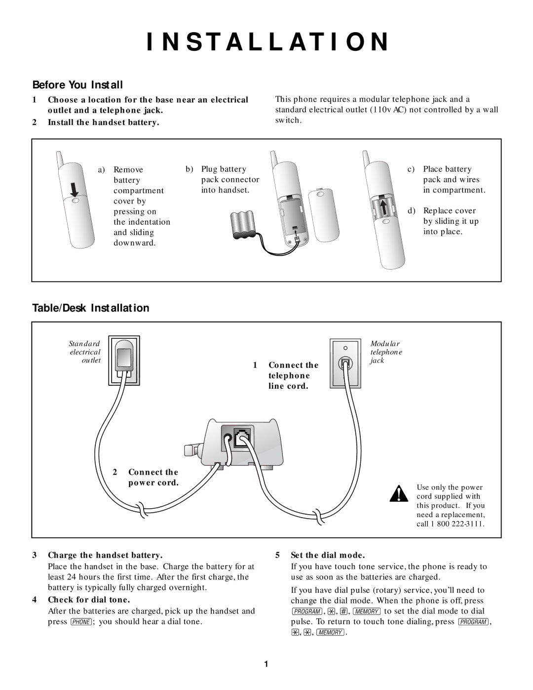 AT&T 9210 user manual Before You Install, Table/Desk Installation 