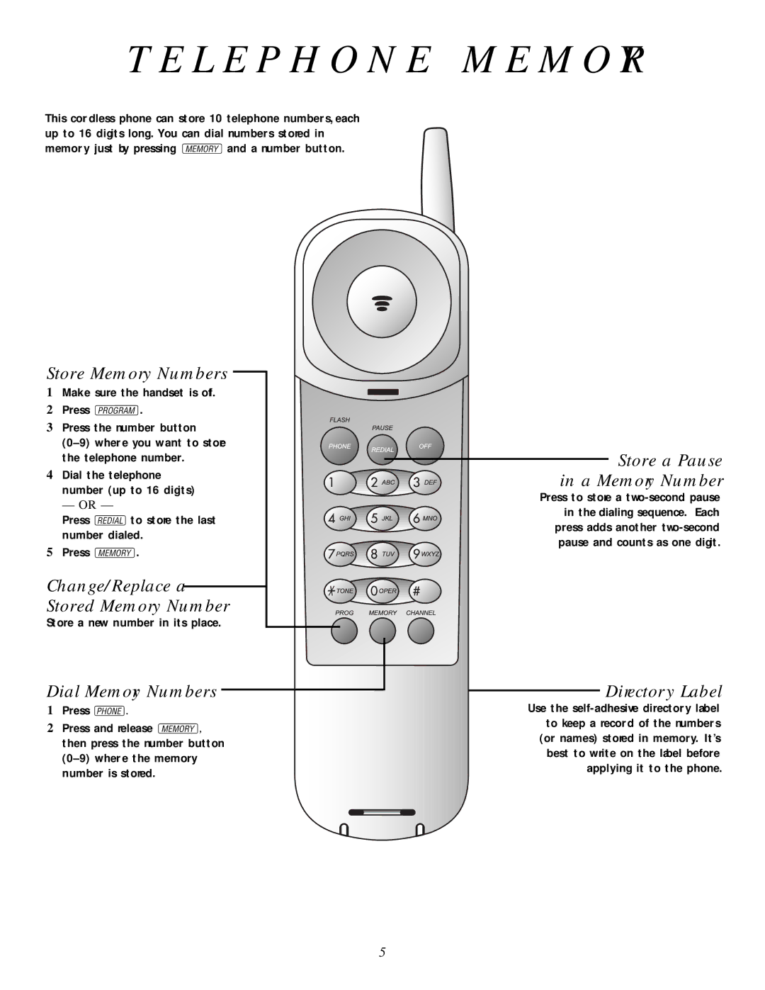 AT&T 9210 user manual L E P H O N E M E M O R Y 