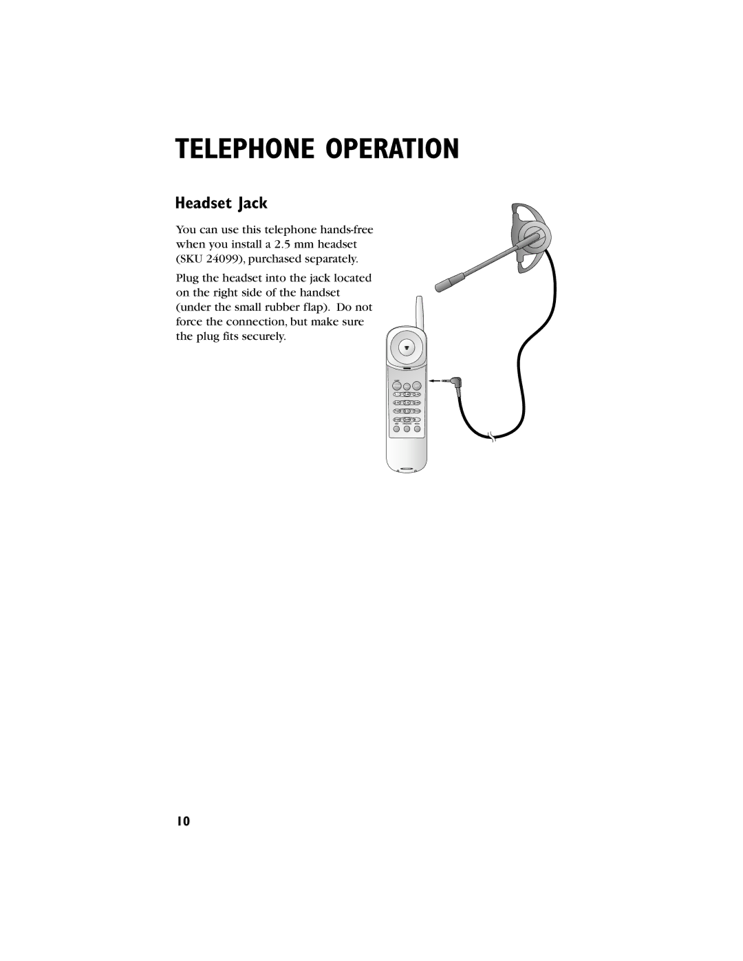 AT&T 9230 user manual Headset Jack 