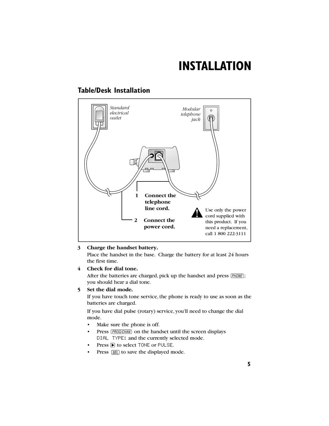 AT&T 9230 user manual Table/Desk Installation, Check for dial tone 