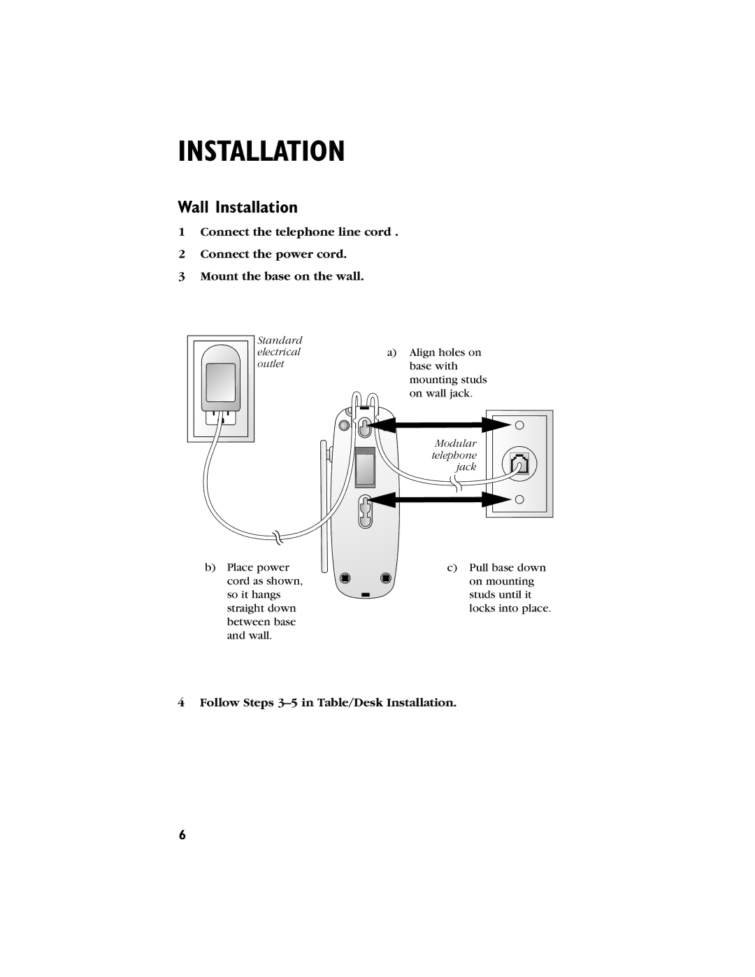 AT&T 9230 user manual Wall Installation 