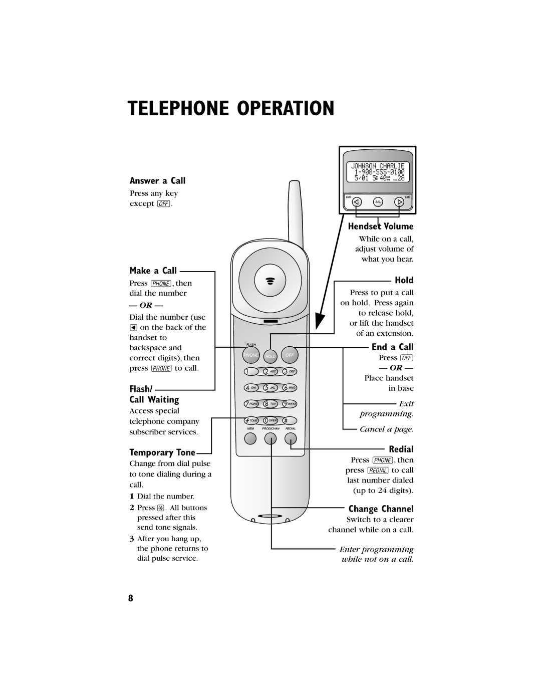 AT&T 9230 user manual Telephone Operation 