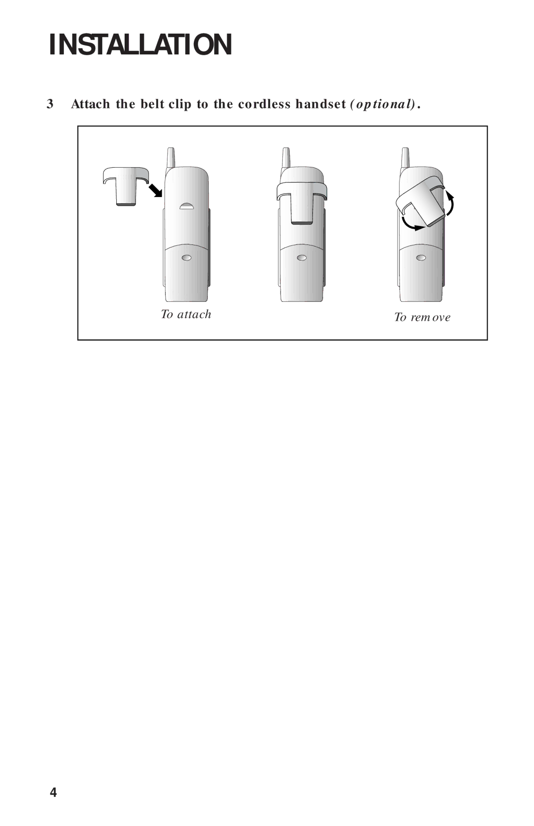 AT&T 9311 user manual Attach the belt clip to the cordless handset optional 