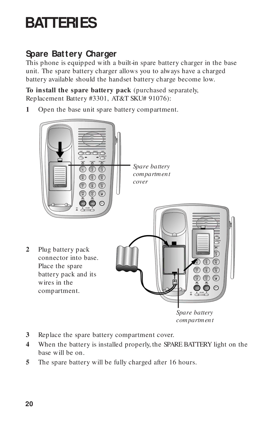 AT&T 9312 user manual Spare Battery Charger, Cover 