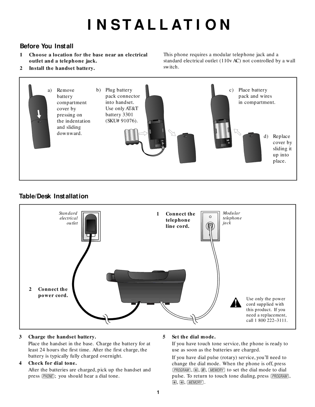 AT&T 9320/8220 user manual Before You Install, Table/Desk Installation 