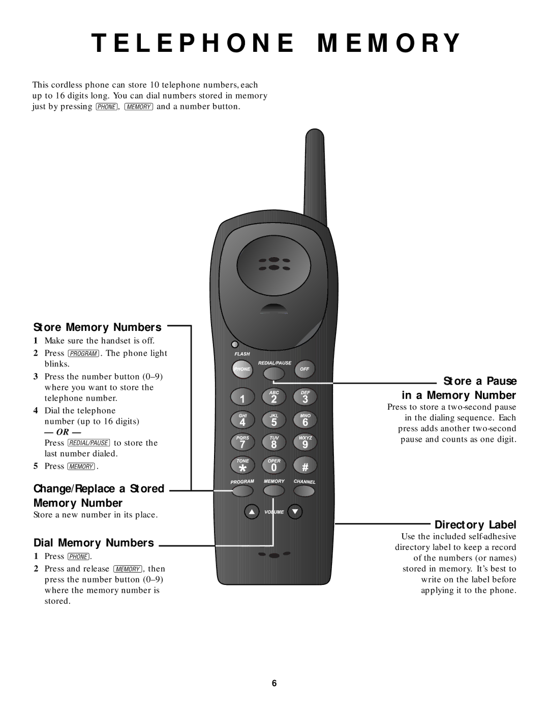 AT&T 9320/8220 user manual L E P H O N E M E M O R Y 