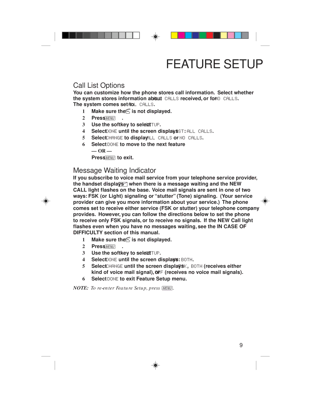 AT&T 9340 user manual Call List Options, Message Waiting Indicator 