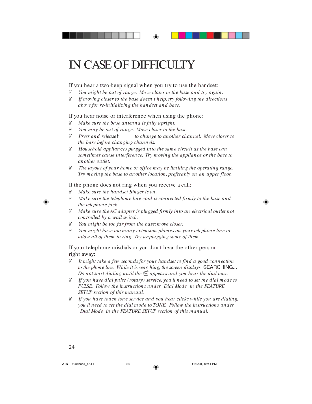 AT&T 9340 user manual If you hear noise or interference when using the phone 