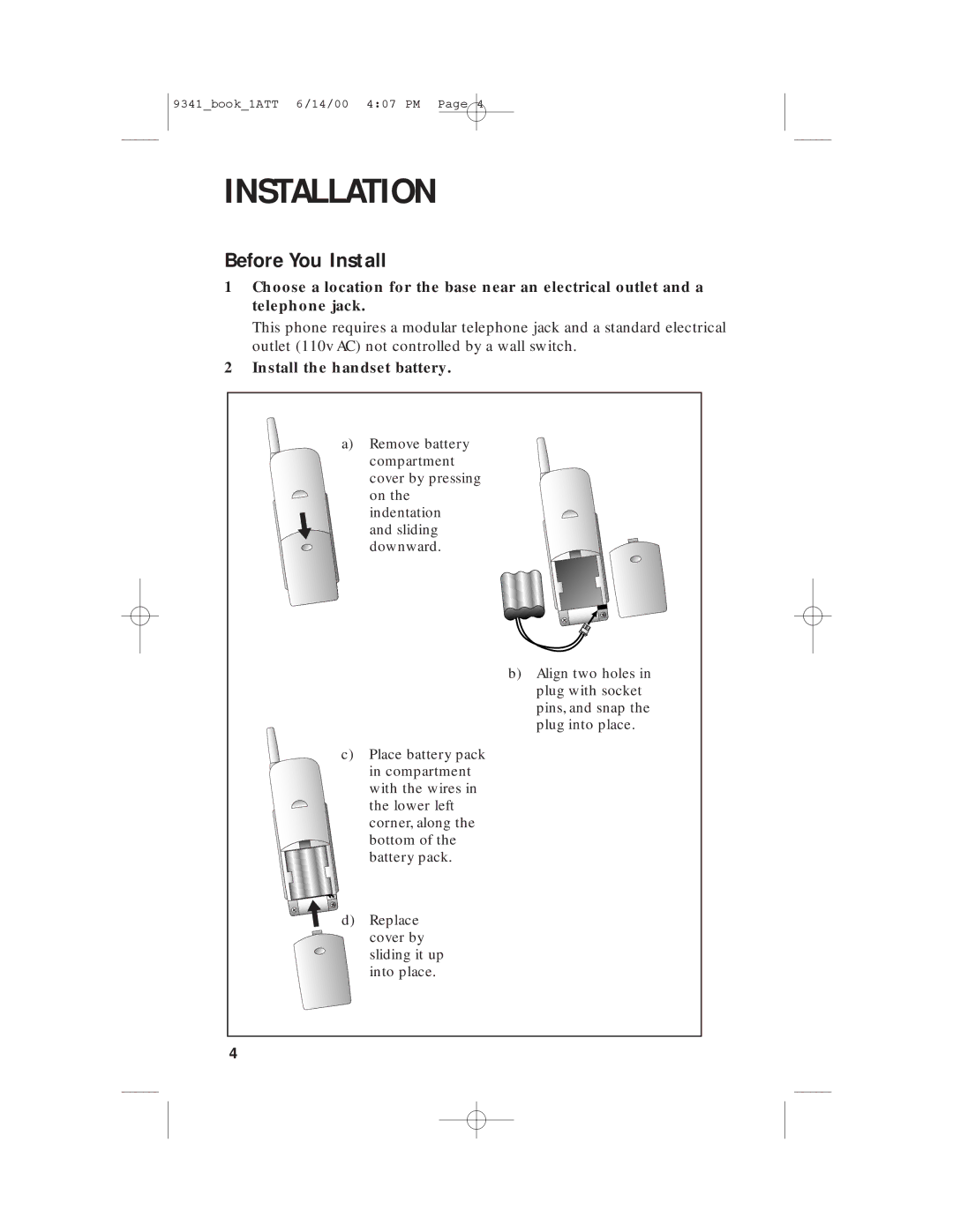 AT&T 9341 user manual Installation, Before You Install 