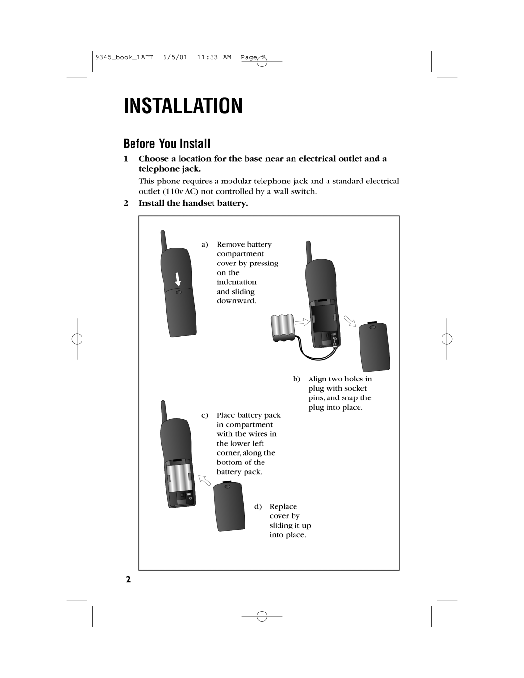 AT&T 9345 user manual Installation, Before You Install 