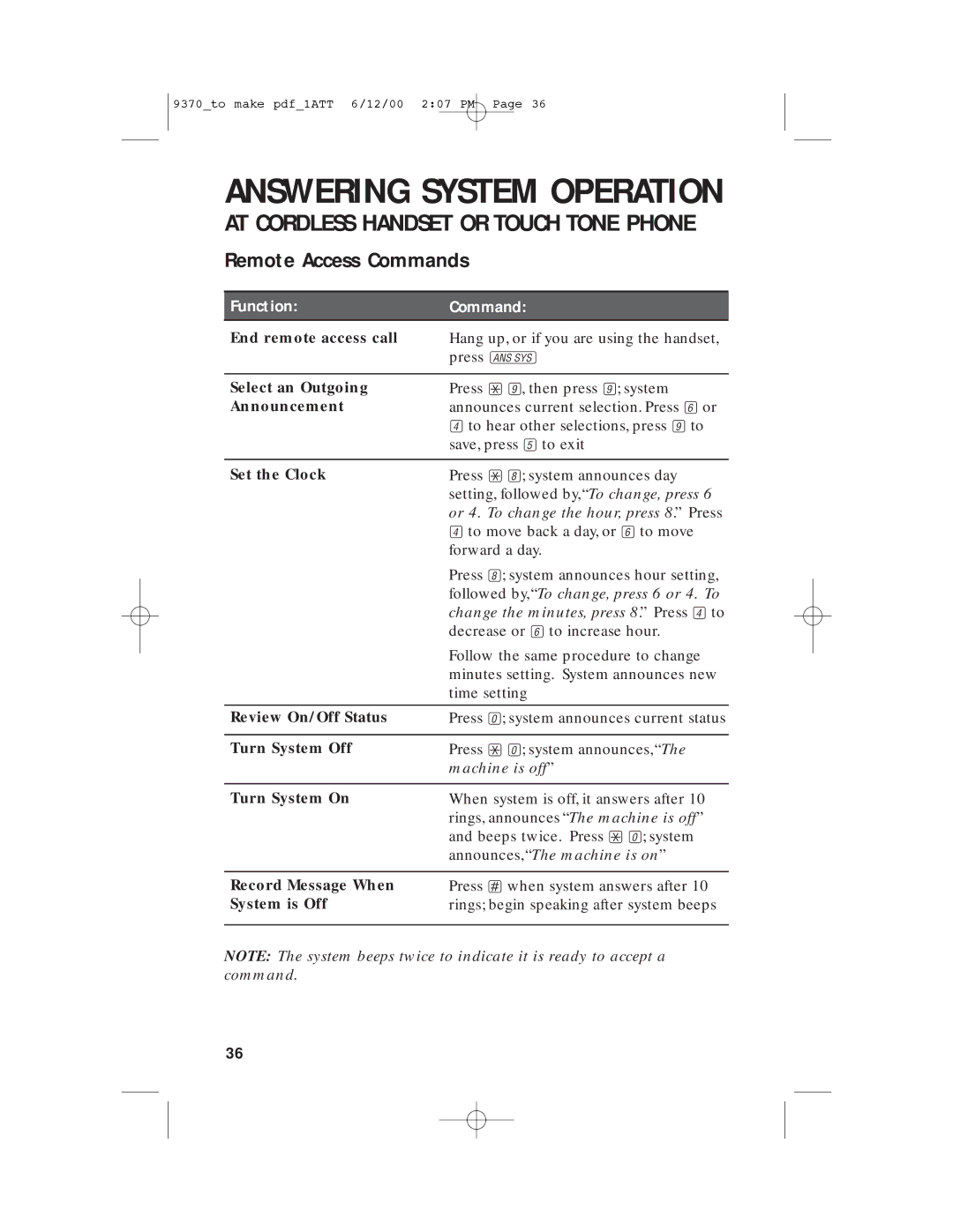 AT&T 9370 user manual End remote access call 