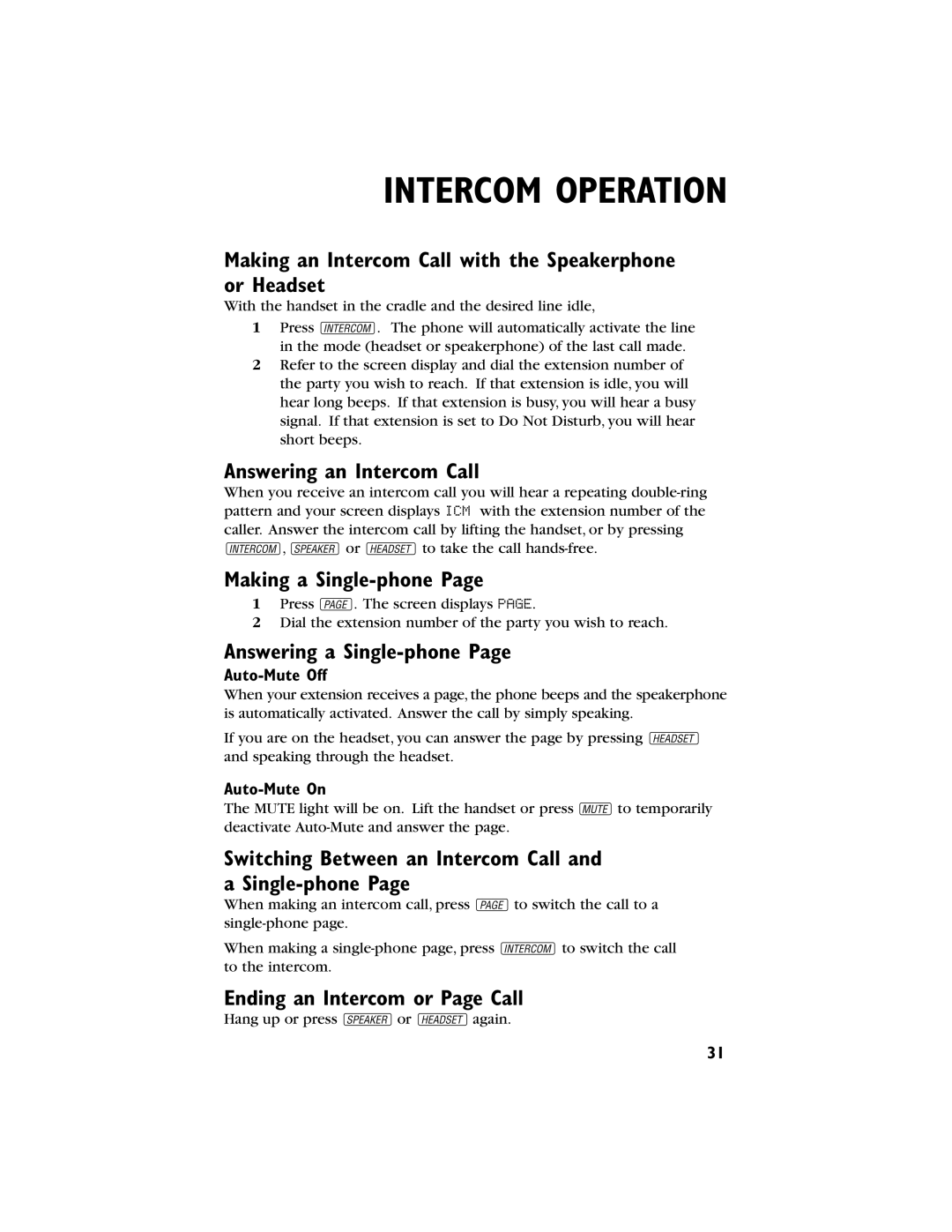 AT&T 944 Making an Intercom Call with the Speakerphone or Headset, Answering an Intercom Call, Making a Single-phone 