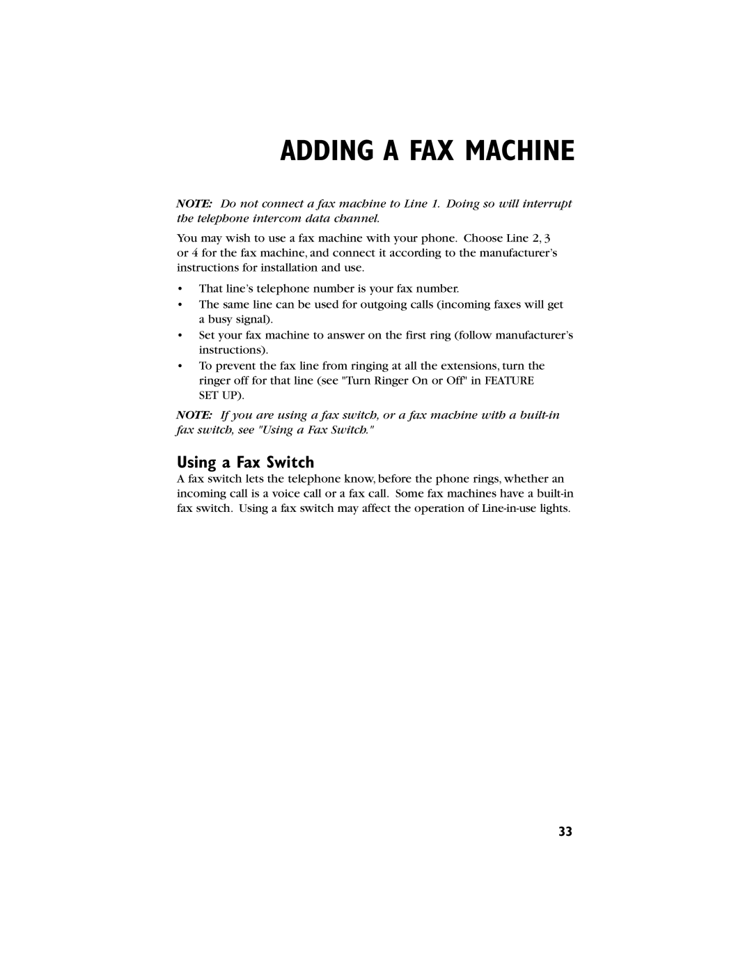 AT&T 944 user manual Adding a FAX Machine, Using a Fax Switch 