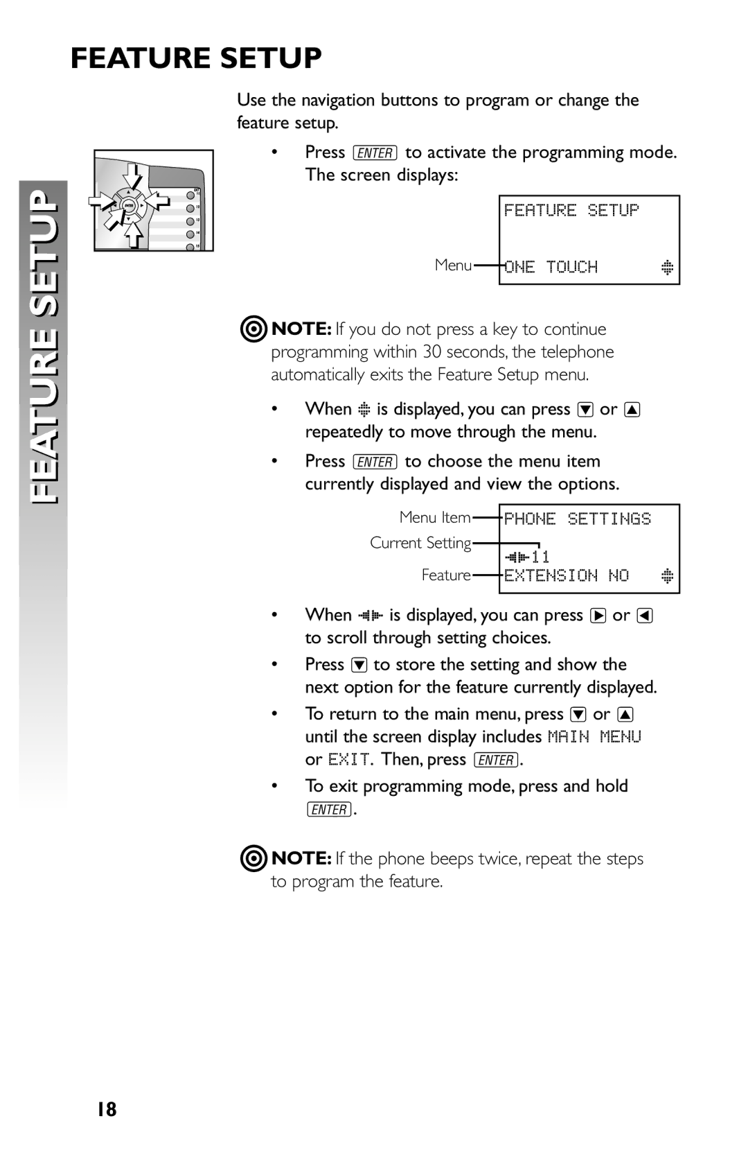 AT&T 945 user manual Feature Setup 