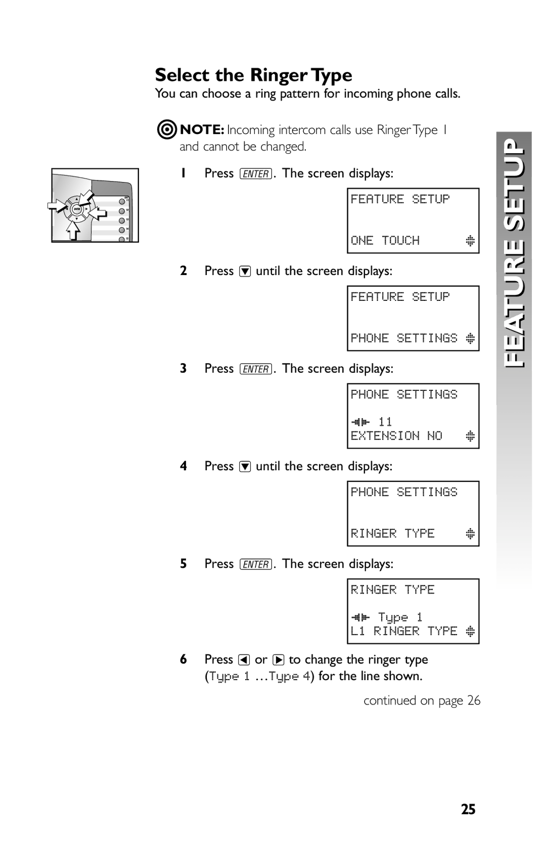 AT&T 945 user manual Select the Ringer Type 