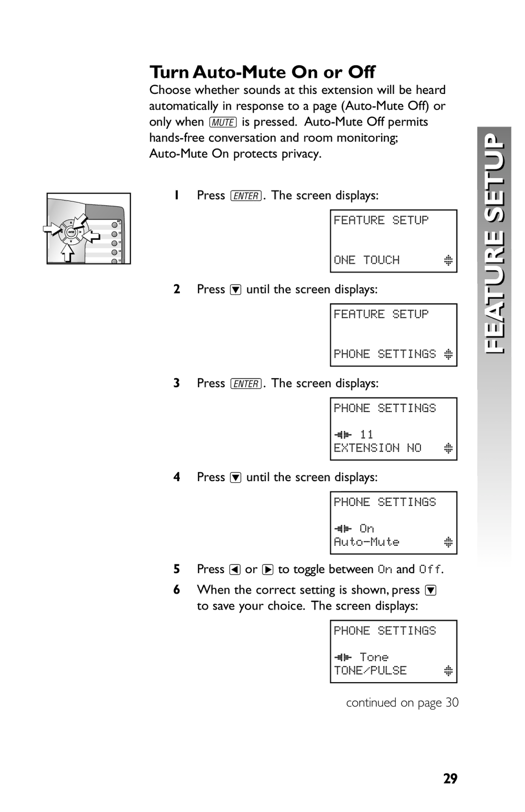 AT&T 945 user manual Turn Auto-Mute On or Off 