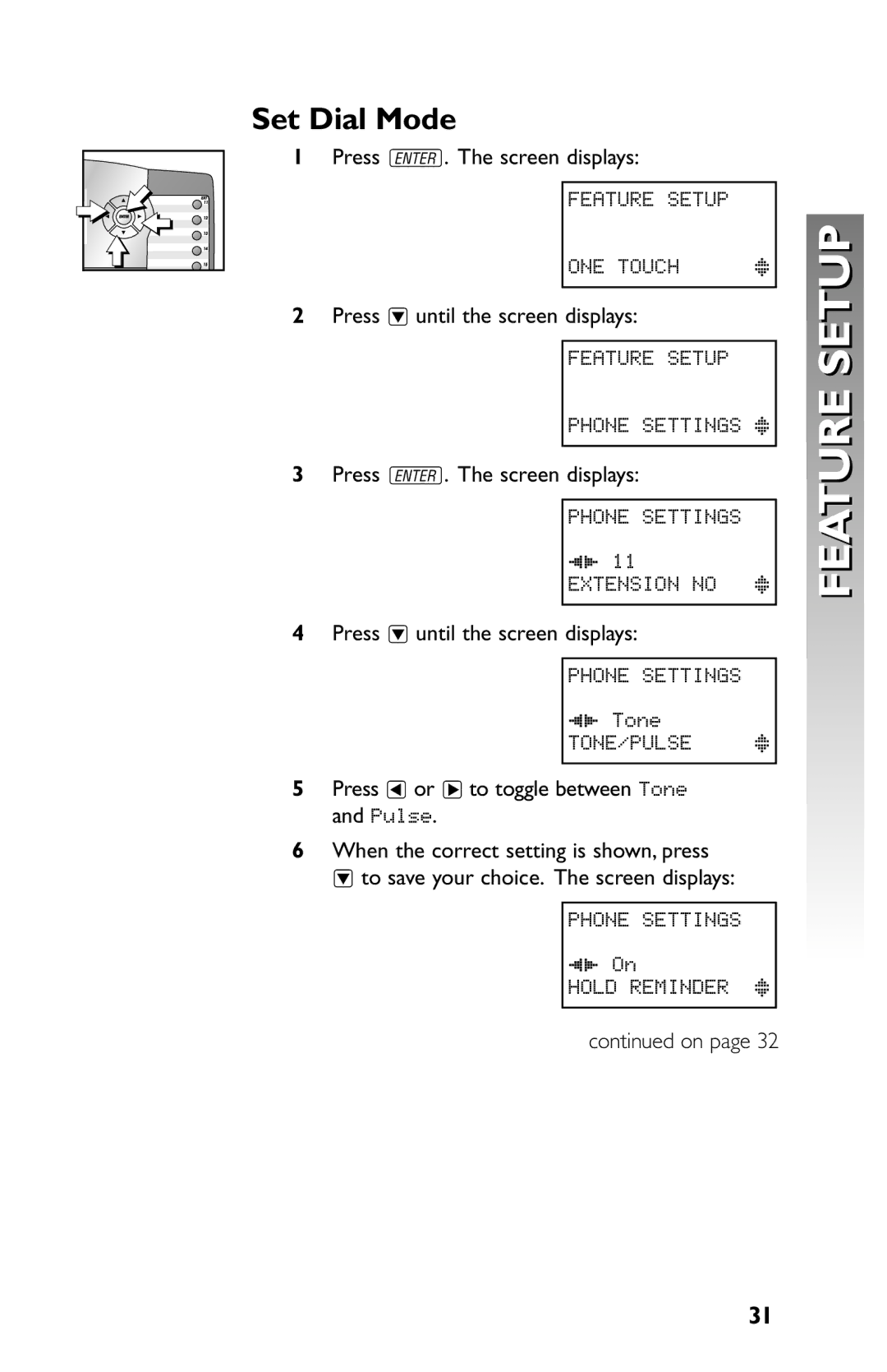 AT&T 945 user manual Set Dial Mode 