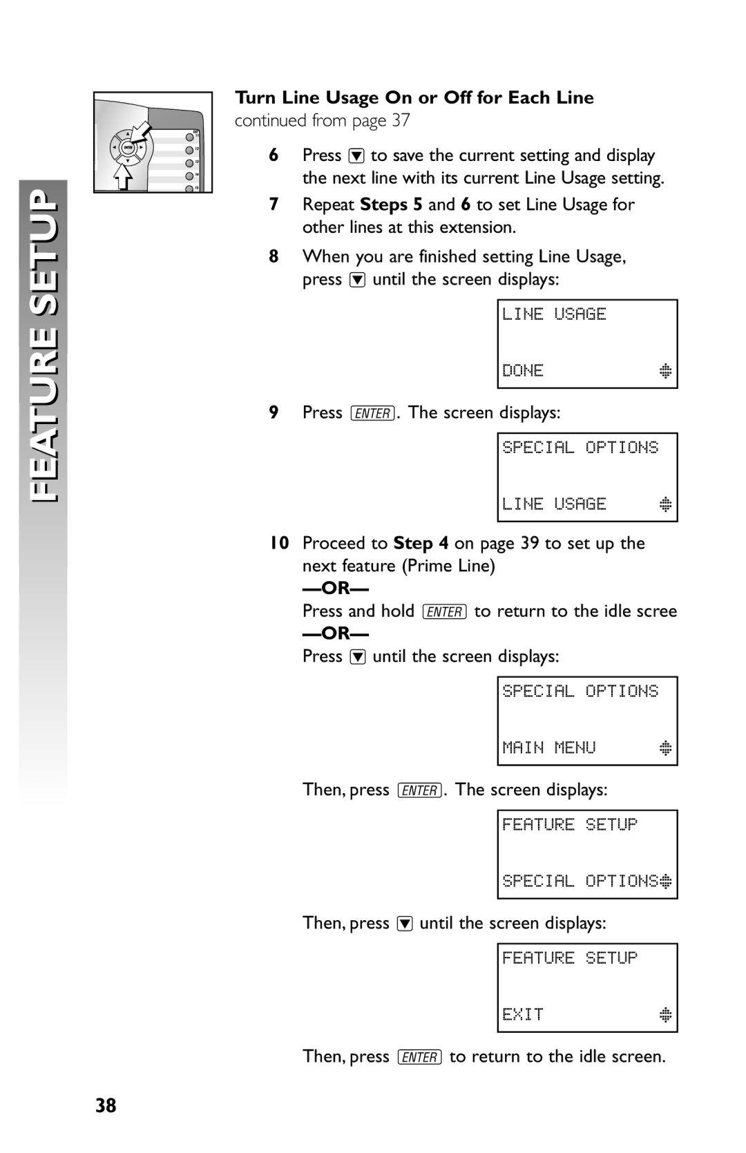 AT&T 945 user manual Turn Line Usage On or Off for Each Line 