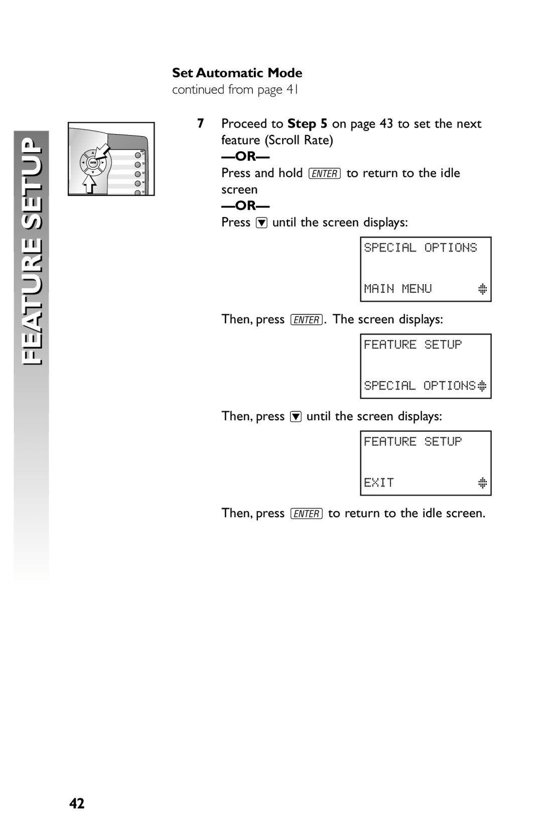 AT&T 945 user manual Set Automatic Mode 