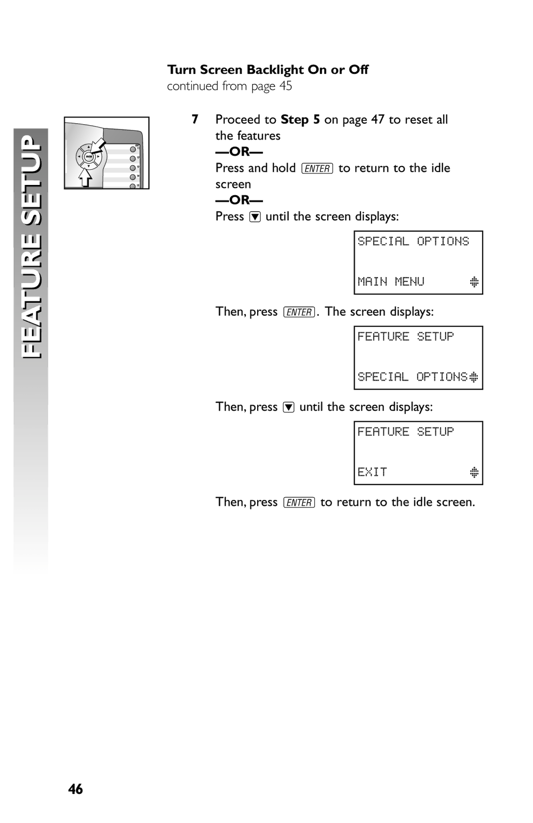 AT&T 945 user manual Turn Screen Backlight On or Off 