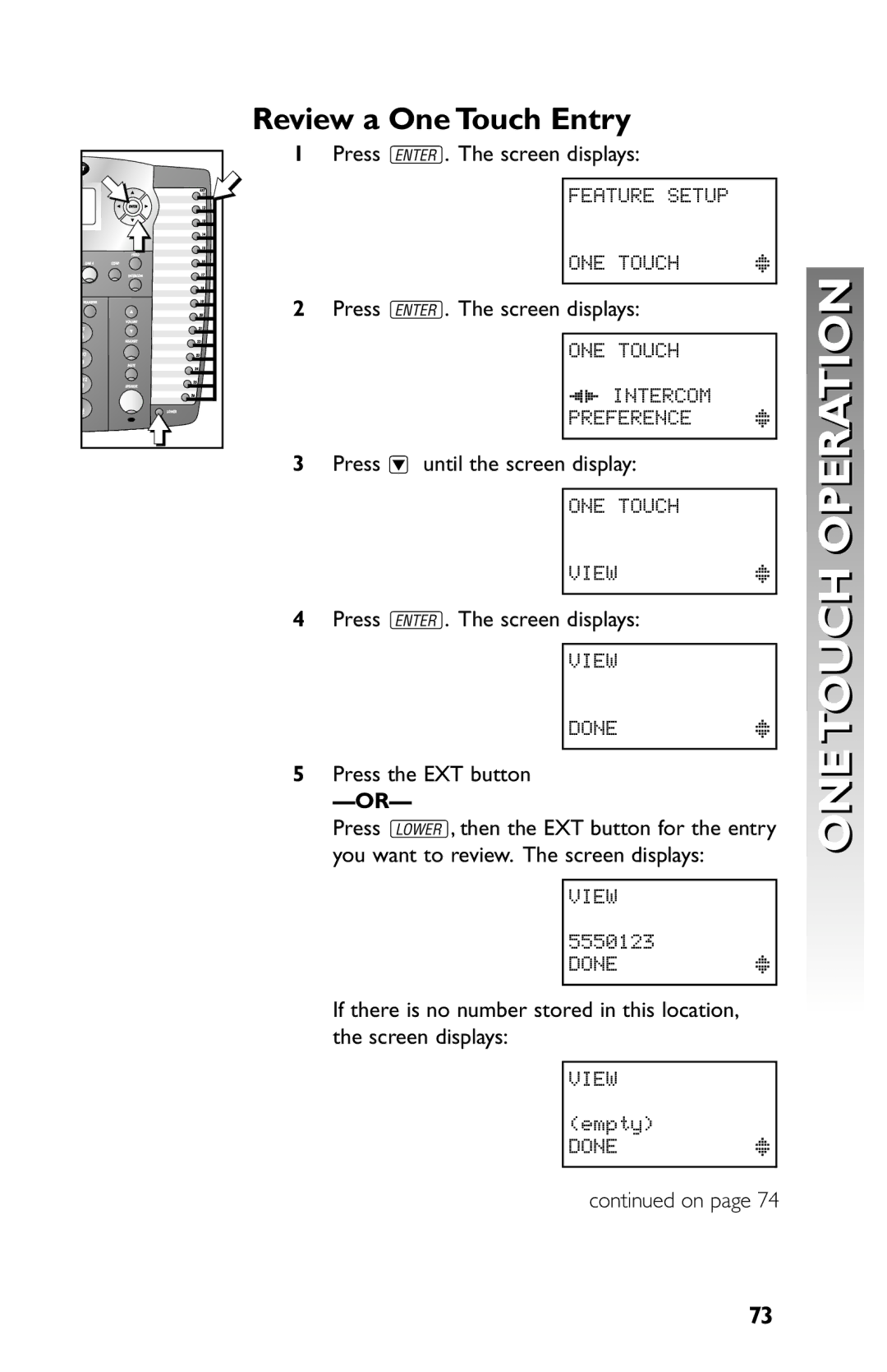 AT&T 945 user manual Review a One Touch Entry 