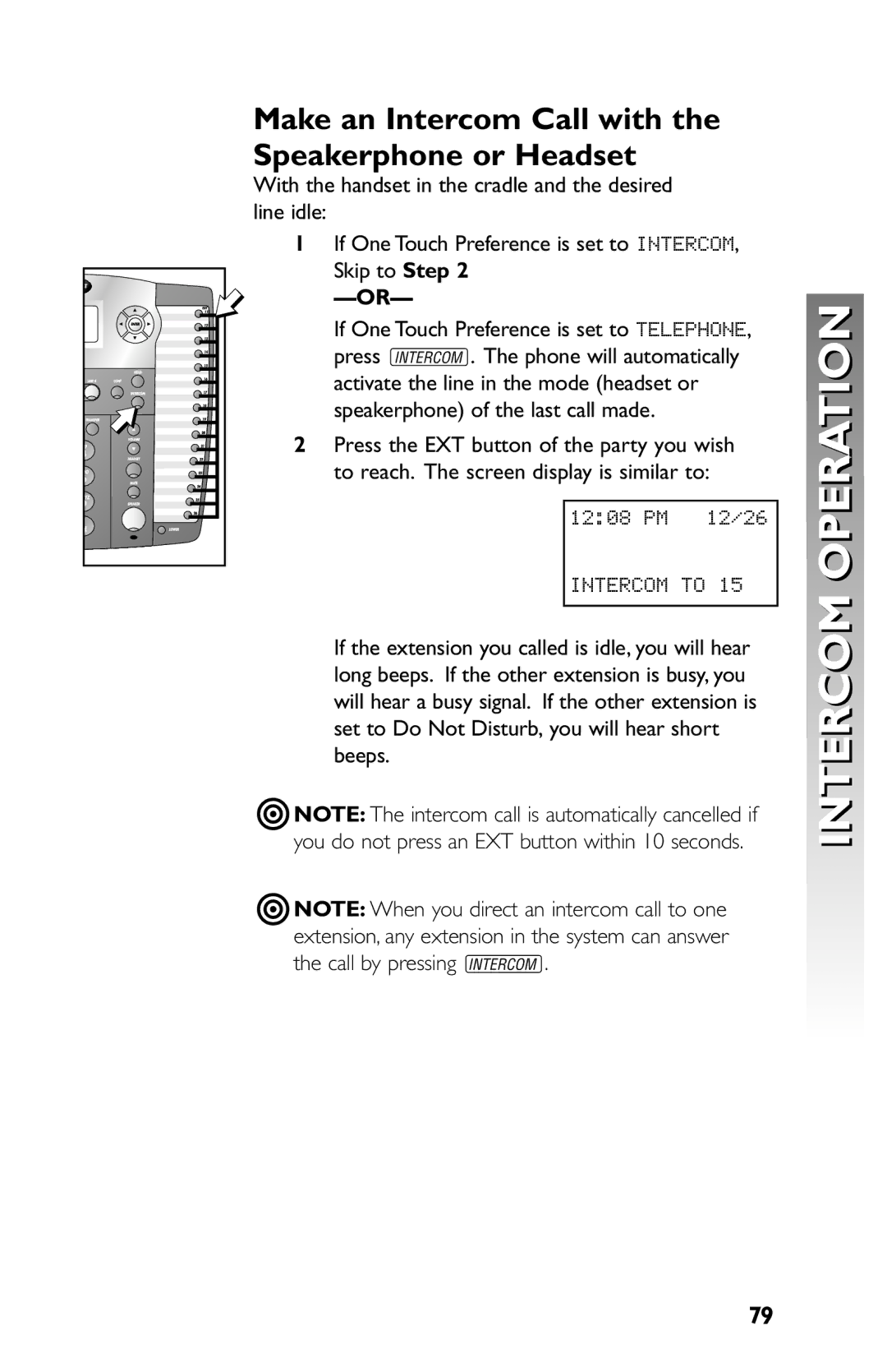 AT&T 945 user manual Make an Intercom Call with Speakerphone or Headset 