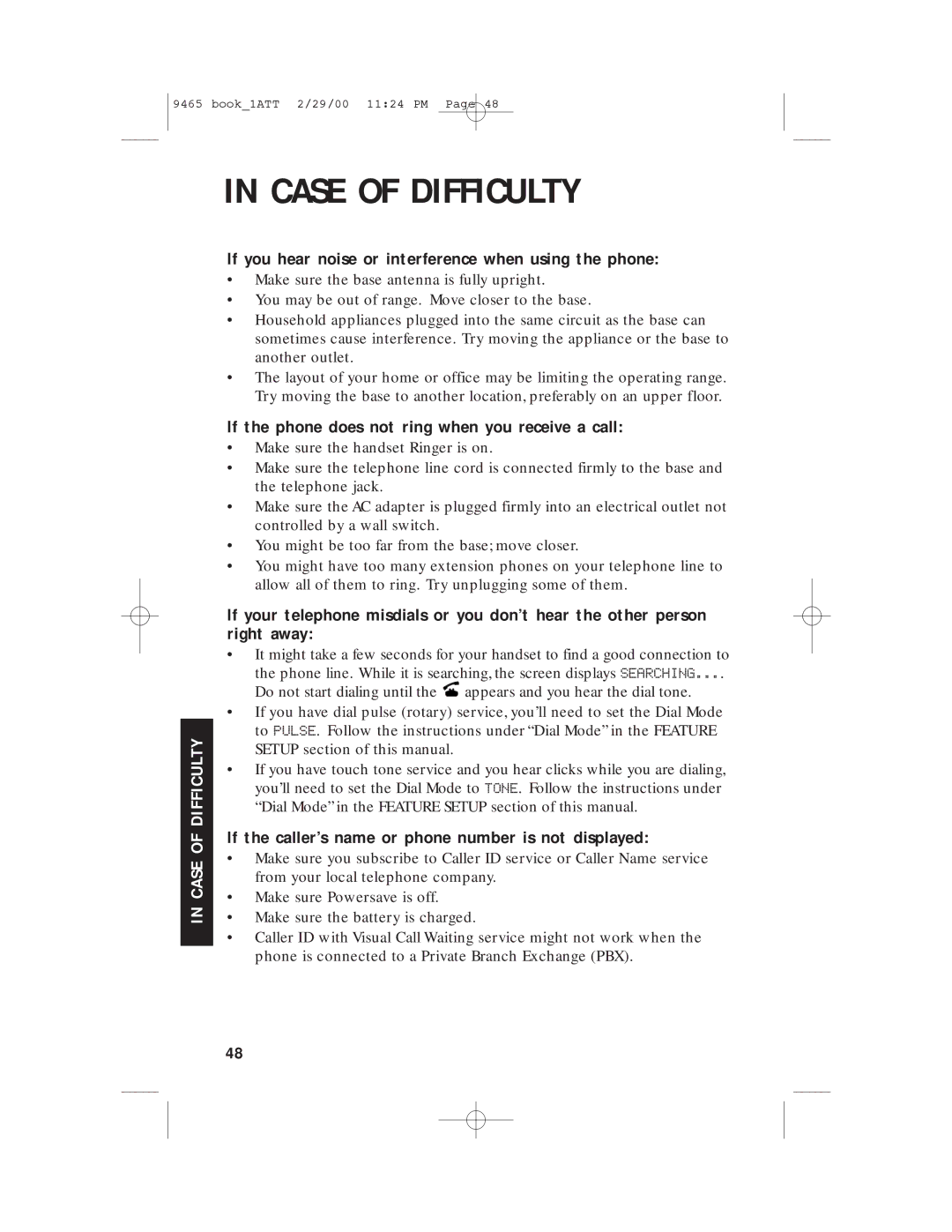 AT&T 9465 manual If you hear noise or interference when using the phone, If the phone does not ring when you receive a call 