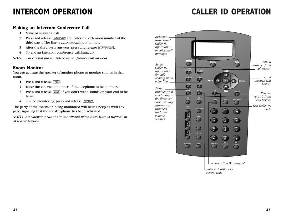 AT&T 964 user manual Making an Intercom Conference Call, Room Monitor 