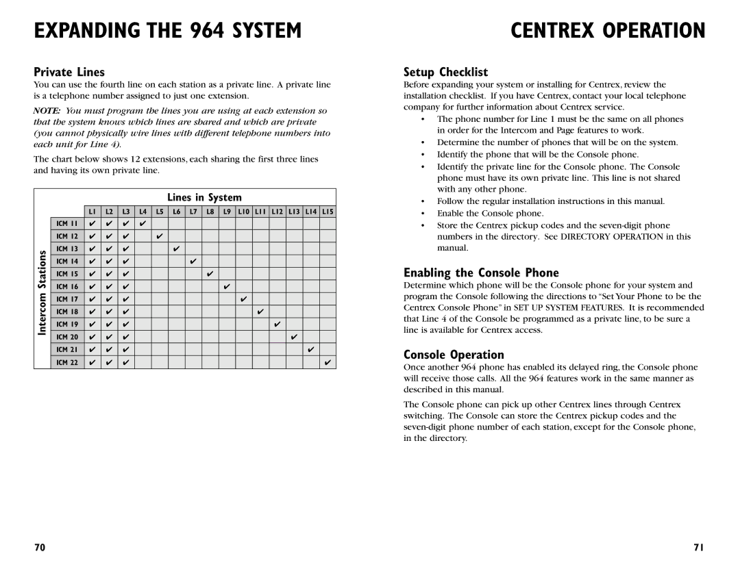 AT&T user manual Expanding the 964 System, Centrex Operation 