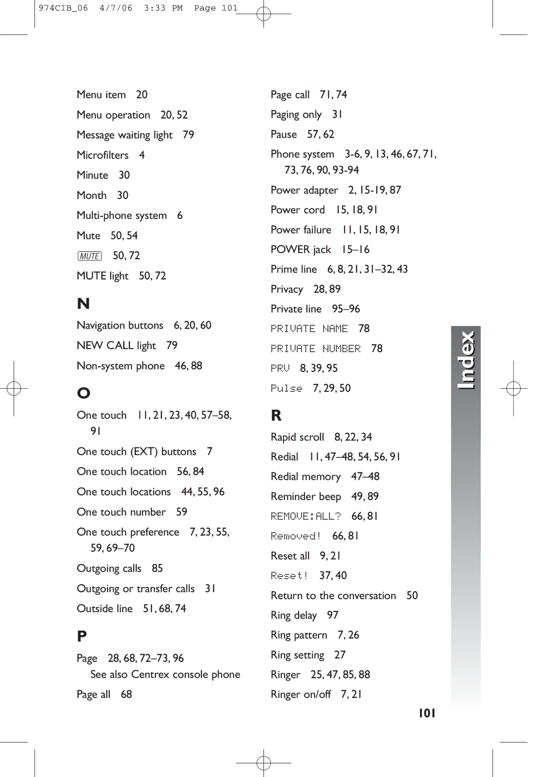 AT&T 974 user manual 101 