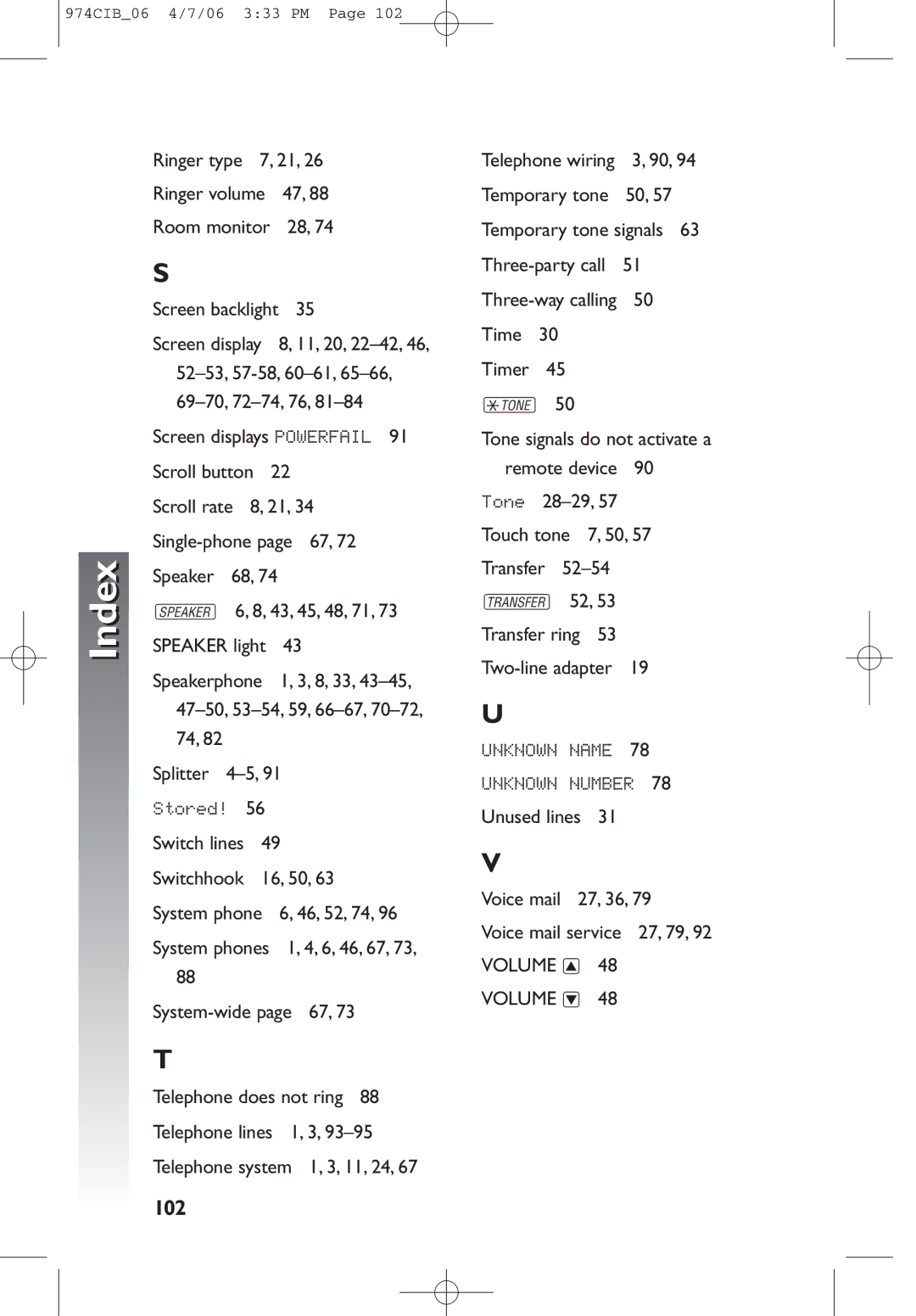 AT&T 974 user manual 102 