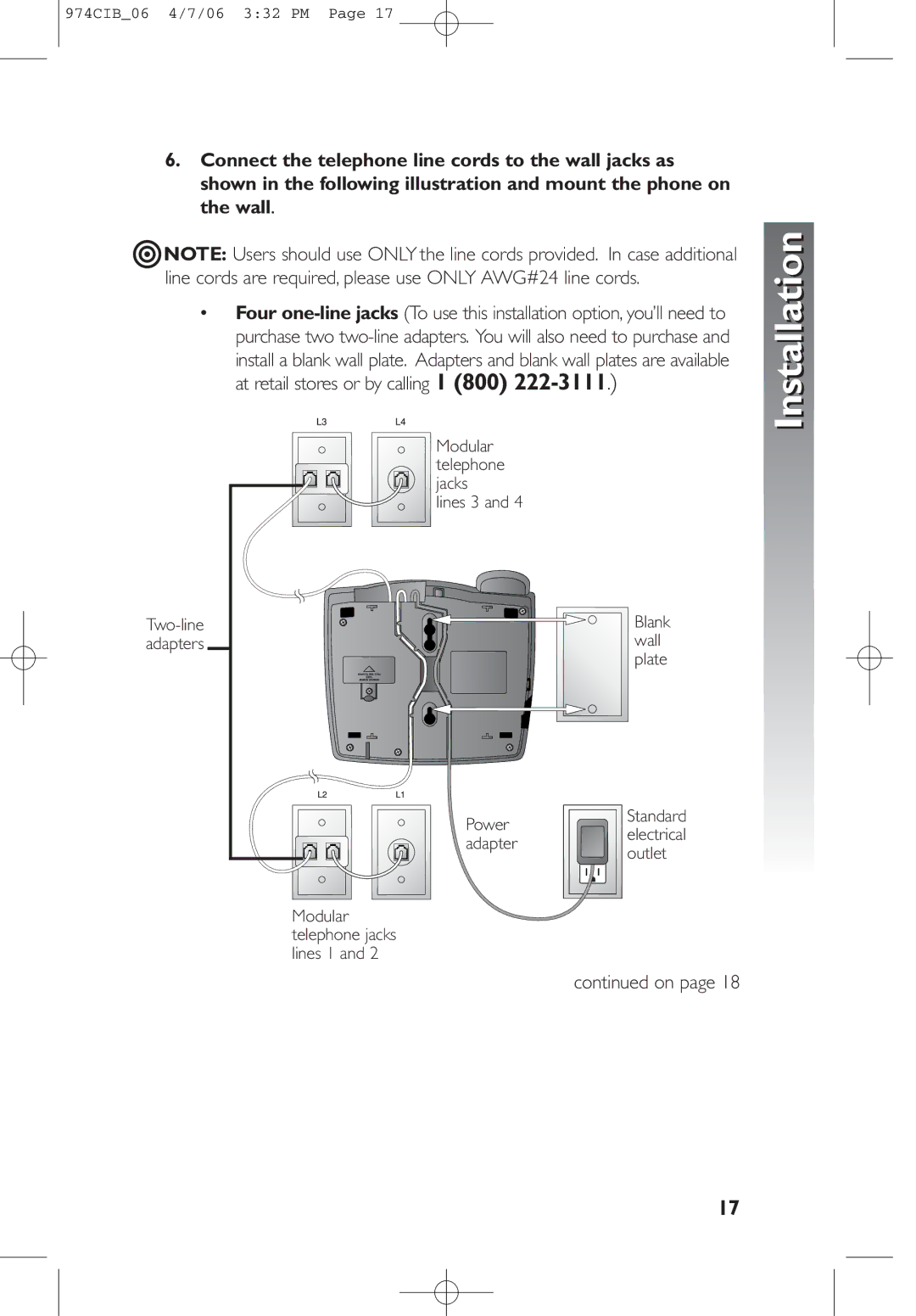 AT&T 974 user manual Lines 3 Two-line 