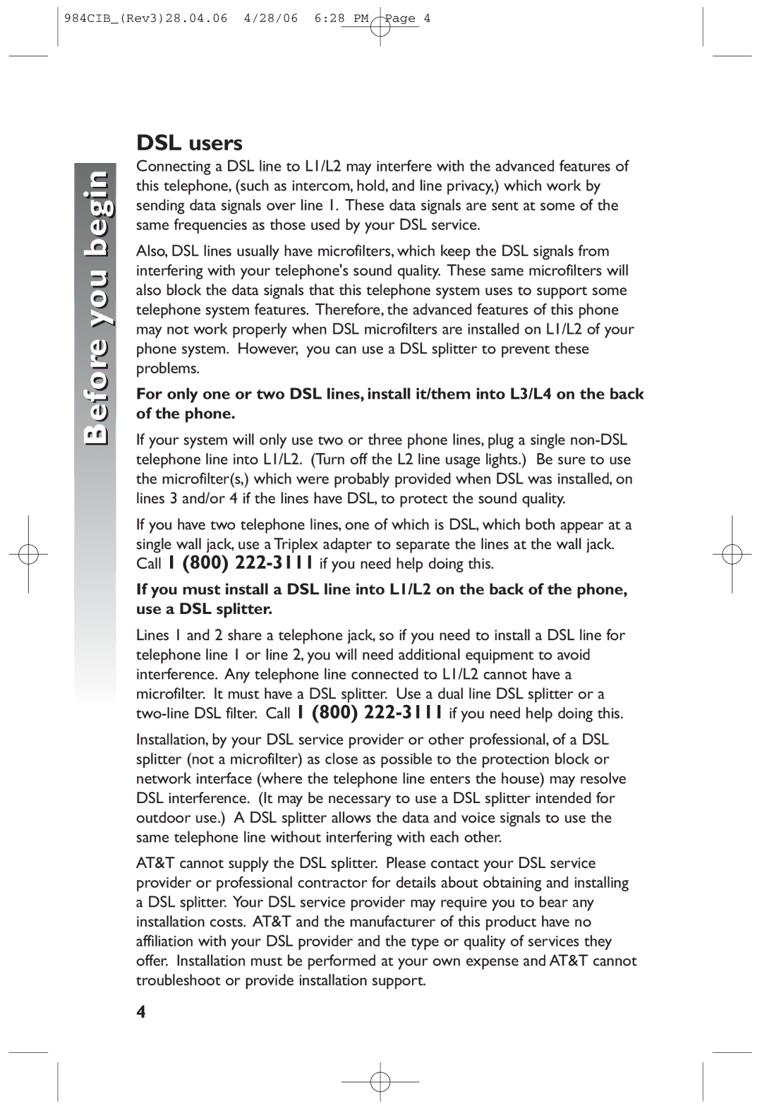 AT&T 984 user manual DSL users 