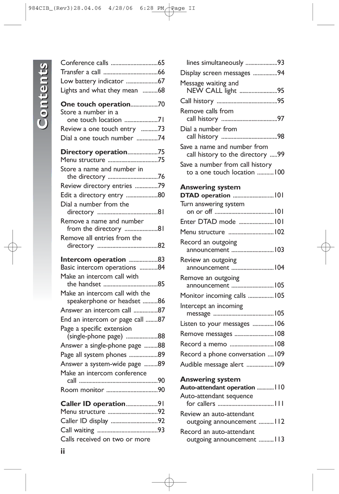 AT&T 984 user manual Answering system 