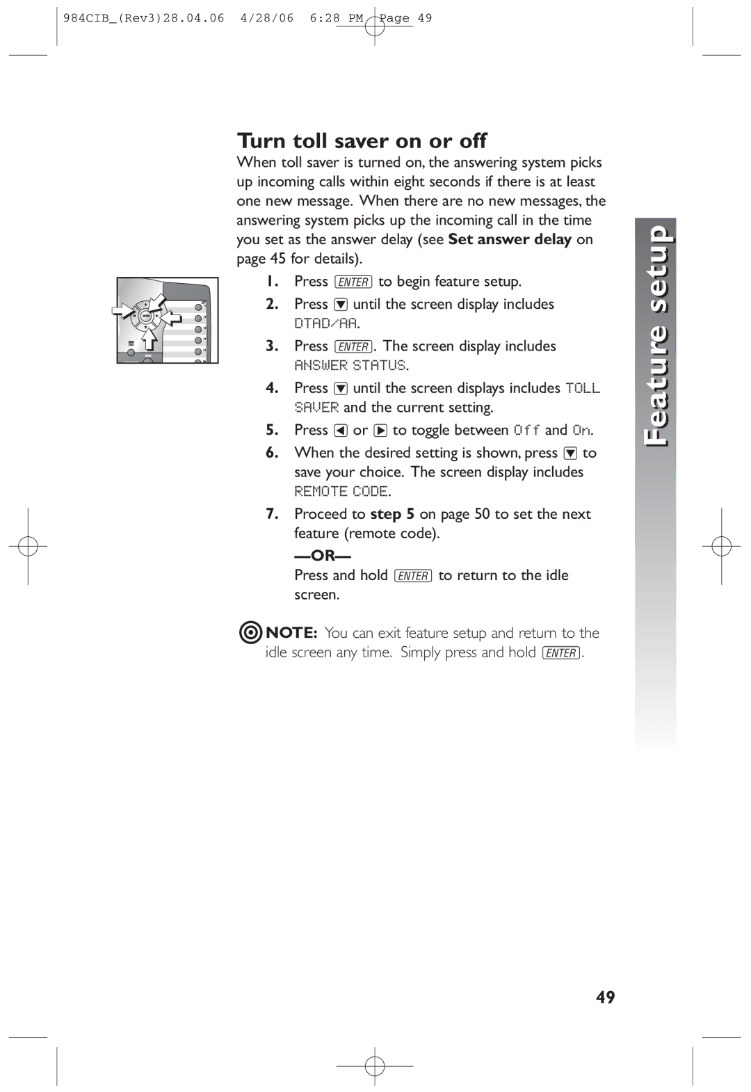 AT&T 984 user manual Turn toll saver on or off 