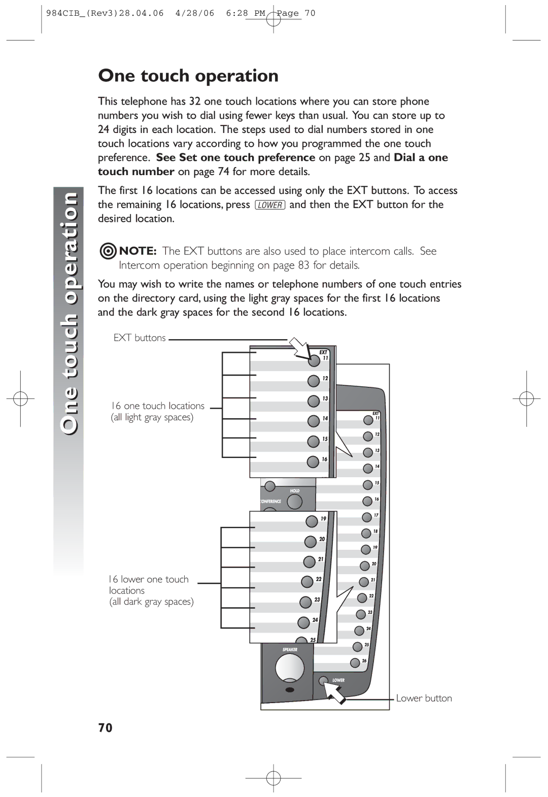 AT&T 984 user manual One touch operation 