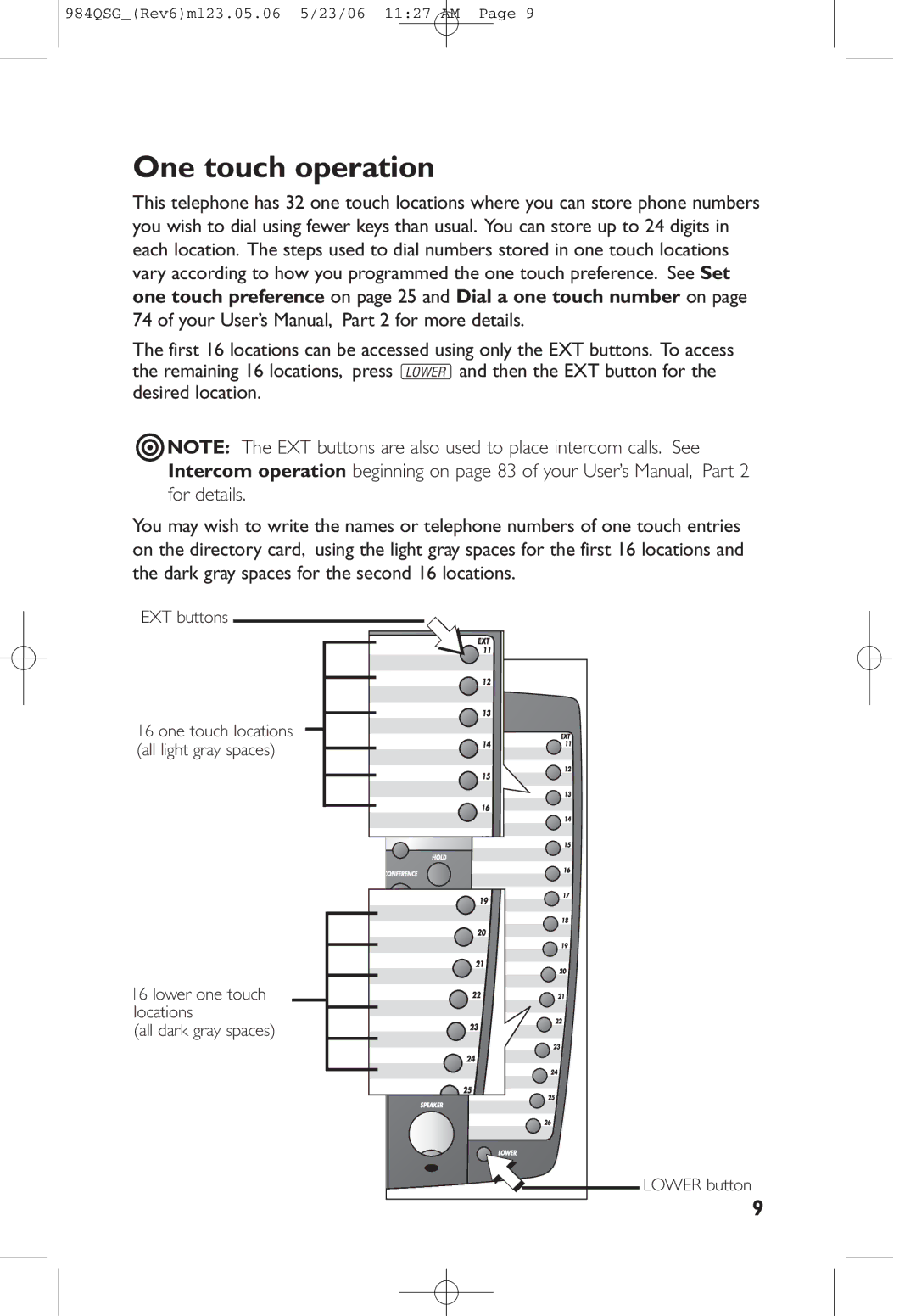 AT&T 984QSG quick start One touch operation 