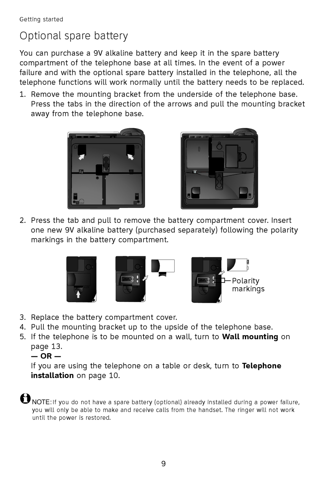 AT&T 993 2-Line user manual Optional spare battery 