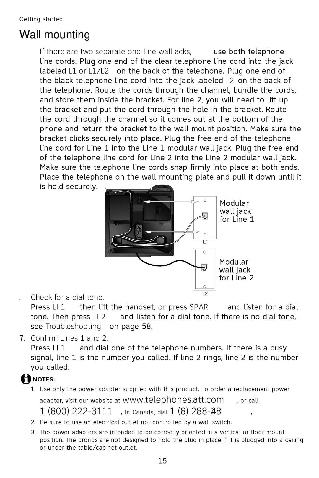 AT&T 993 2-Line user manual 800 222-3111.In Canada, dial 1 866 