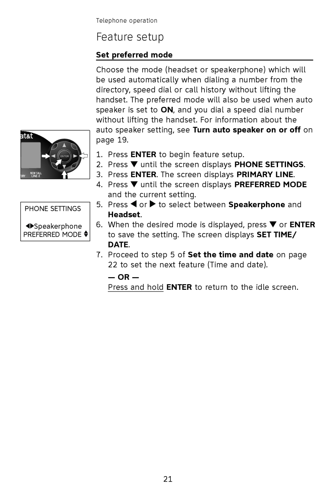 AT&T 993 2-Line user manual Set preferred mode 