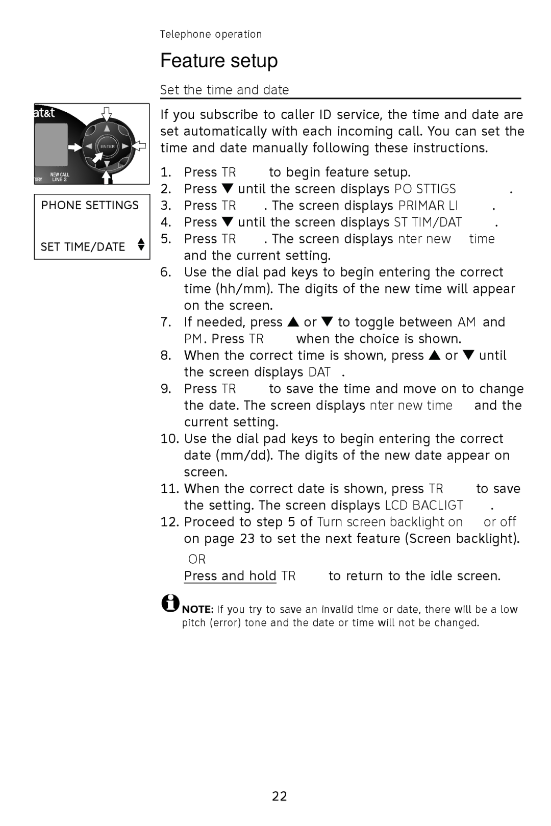 AT&T 993 2-Line user manual Set the time and date 